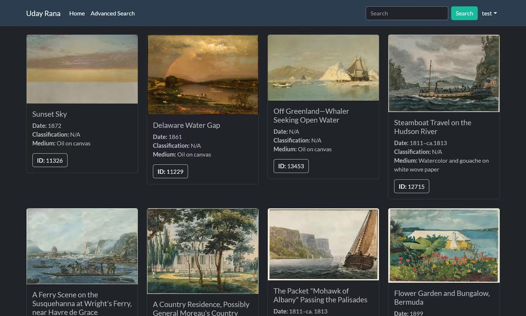 Screenshot of Museum Art Gallery Viewer